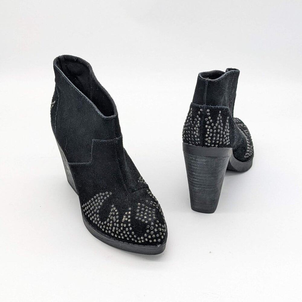 Topshop Black Pointed Toe Rhinestone Studded Ankle Booties Size 36